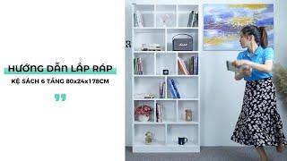 Lắp Ráp Kệ Sách Gỗ Rộng 80cm SIB Decor - Kệ Sách Quốc Dân KSG03