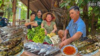 Cá Cam Nướng Rau Râm Giấy Bạc Cuốn Bánh Tráng  Bữa Cơm Gia Đình Quê  Orange fish grilled in foil