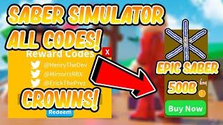 ALL SABER SIMULATOR CODES JULY 2020  ROBLOX SABER SIMULATOR CODES