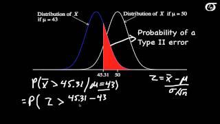 Calculating Power and the Probability of a Type II Error A One-Tailed Example