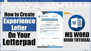 How to Create Experience Certificate on Your Company Letterpad in Ms Word  Experience Letter