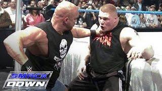 Stone Cold Steve Austin confronts Brock Lesnar days before WrestleMania SmackDown March 11 2004