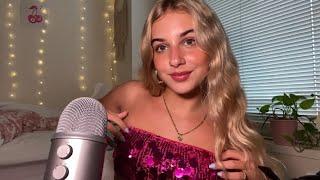 ASMR HOT PINK Triggers  Tapping Scratching Textured Shirt Scratching Whispered Ramble