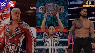 WWE 2K23 - CODY RHODES VS ROMAN REIGNS FOR WWE UNIVERSAL CHAMPIONSHIP  JEY USO INTERRUPTED MATCH