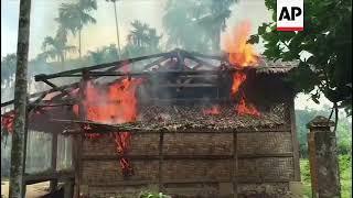 New fires burning in abandoned Rohingya village