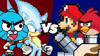 MUGEN Battle - Hyper SonicGumball vs MarioAngry Birds Tank