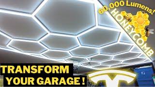 The Best Garage Lighting ️ LED Hexagonal Grid Honeycomb Lights  Tesla Garage Setup Install