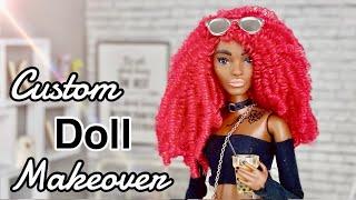 Custom Barbie Doll Makeover Transformation - Reroot Repaint Tattoo Nails & more