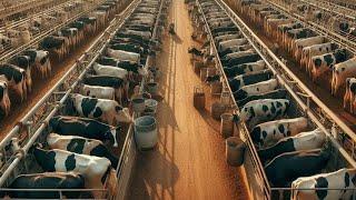 Granja de VACAS LECHERAS en el corazón del desierto Técnicas modernas para producir leche y carne