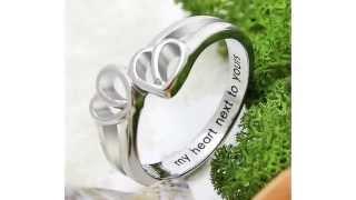 Double Hearts Ring - Love Ring Engraved My Heart Next to Yours Sizes 6 to 9