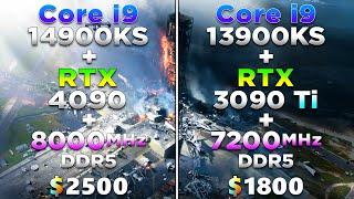 Core i9 14900KS + RTX 4090 + 8000MHz DDR5 vs Core i9 13900KS + RTX 3090 Ti + 7200MHz