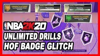 NBA 2K20 UNLIMITED DRILLS HOF BADGE GLITCH DENSKI CERTIFIED