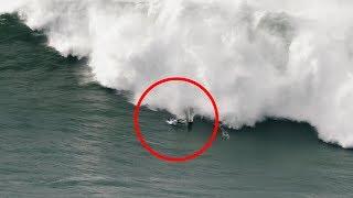 Surfer Experiences Terrifying Wipeout in Nazare Portugal