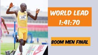 800M Men Final Olympic trials Wanyonyi runs WORLD LEAD time 141.70