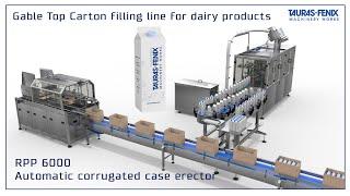 Gable Top Carton filling line for dairy products. Up to 6000 packages per hour.