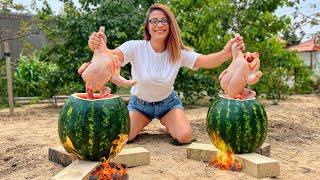 The Most Tender Chicken Baked Inside A Watermelon Be Sure To Try This Recipe