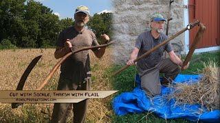 Hand Threshing with Sickle Scythe and Flail - at the Schumacher Farm Park