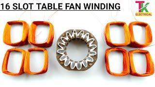 16 slot table fan winding data  4+4 coil table fan winding टेबल फैन वाइंडिंग कैसे करें table fan