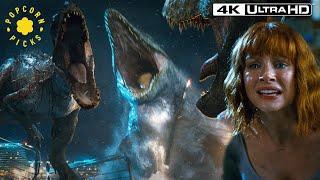 Indominus Rex vs T-Rex Final Battle  Jurassic World 4k HDR