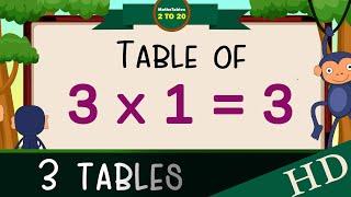 3-x1=3 Multiplication Table of Three 3 Tables Song Multiplication Time of tables  - MathsTables