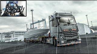 Epic Mercedes Actros vs Storm Hauling a Luxury Yacht Across Europe Euro Truck Simulator 2 - MozaR9