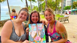 At the beach drawing caricatures is the best