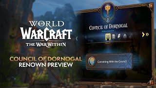 Council of Dornogal Renown REWARDS MountsTransmogPetsTitles & More  War Within