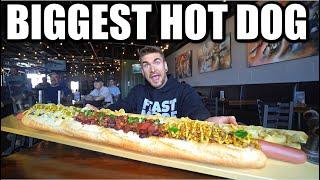 NO WAY YOU FINISH 3 FEET LONG HOT DOG EATING CHALLENGE 1 Meter Long  Nathans Hot Dog Challenge