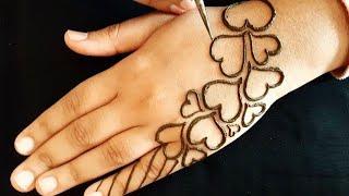 Cute heart shape mehndi design for valentine  Easy beautiful mehndi design 2020