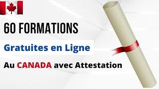 60 FORMATIONS GRATUITES EN LIGNE AU CANADA AVEC ATTESTATION