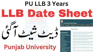 LLB 3 Years Annual 2024 Date Sheet PU  LLB Exams 2024 PU