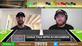 XFL Championship Chalk Talk w AJ McCarron  Springball Boulevard Special