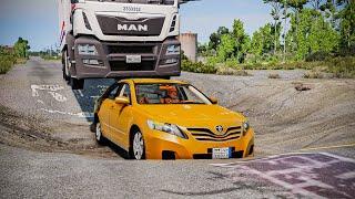محاكي الحوادث - حوادث حفر ومطبات واقعية 6 cars vs bumps and potholes BeamNG Drive
