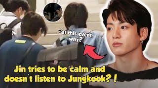 What Happend? Why is Jin trying not to care about JKs actions here? Did Suga even notice that?