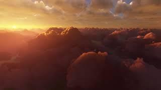 Calming travel through the clouds during sunrise no sound