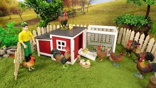 DIY Chicken Coop farm Diorama Cattle farm House Hens Roosters Chicks