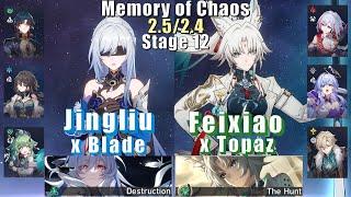 E0 Jingliu Blade & E0 Feixiao Topaz  Memory of Chaos 12 2.52.4 3 Stars  Honkai Star Rail