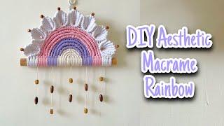 DIY aesthetic macrame rainbow  diy macrame semi circle  macrame wallhanging