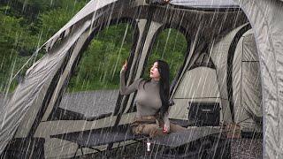 ️CAMPING IN HEAVY RAIN WITH A NEW CAR TENTㅣRAIN ASMR
