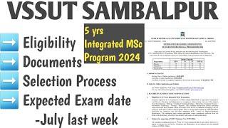 5 yrs Integrated MSc Program 2024  VSSUT BURLA SAMBALPUR  Selection process