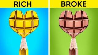 RICH VS BROKE SCHOOL HACKS  Smart Tips and Trick for Creative Students by 123GO GOLD