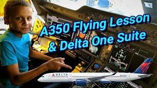 Delta Airbus A350 Cockpit Flying Lesson & Suite