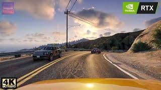 GTA 5 Relaxing Driving Tour  Realistic Drive w Steering Wheel  Natural Vision Evolved 2022