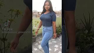Busty Indian woman modeling tshirt & jeans #asmr #trending