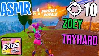 ASMR Gaming  Fortnite Zoey Tryhard Relaxing Gum Chewing  Controller Sounds + Whispering 