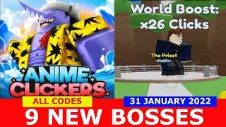 NEW UPDATE 9 NEW BOSSES ALL CODES Anime Clicker Simulator ROBLOX  January 31 2022