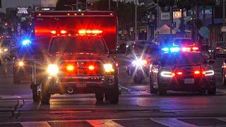 *Massive CHP & LAPD Escort* LAFD Rescue 78 Transporting CHP Officer to Cedars-Sinai