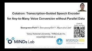 Interspeech 2020 Cotatron presentation by Seung-won Park MindsLab Inc.