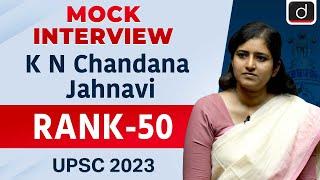 UPSC Result 2023  K N Chandana Jahnavi  Rank – 50  Mock Interview  Drishti IAS English