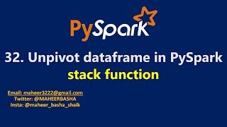 32. unpivot Dataframe in PySpark  stack function in #pyspark #azuredatabricks #azure
